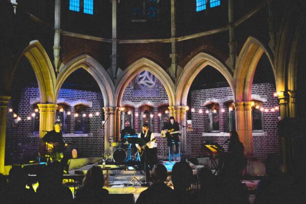 The performers on a stage in Ireland.