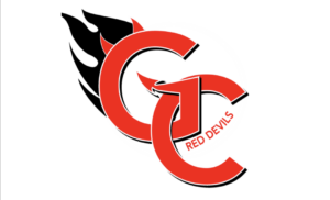Red Devils logo with stylized flaming letters CC in red and black design.