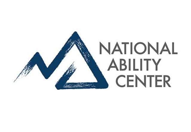 Logo of the National Ability Center, featuring a stylized mountain design next to the organization's name in blue.