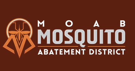 Moab Mosquito Abatement District logo with a mosquito icon on a brown background.