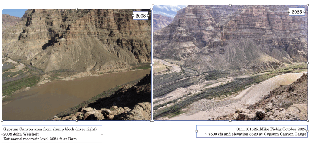 Comparison of Grand Canyon river levels - returning rapids