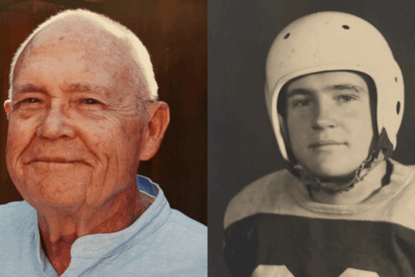 Two portraits of Lee, one young and one as an older man