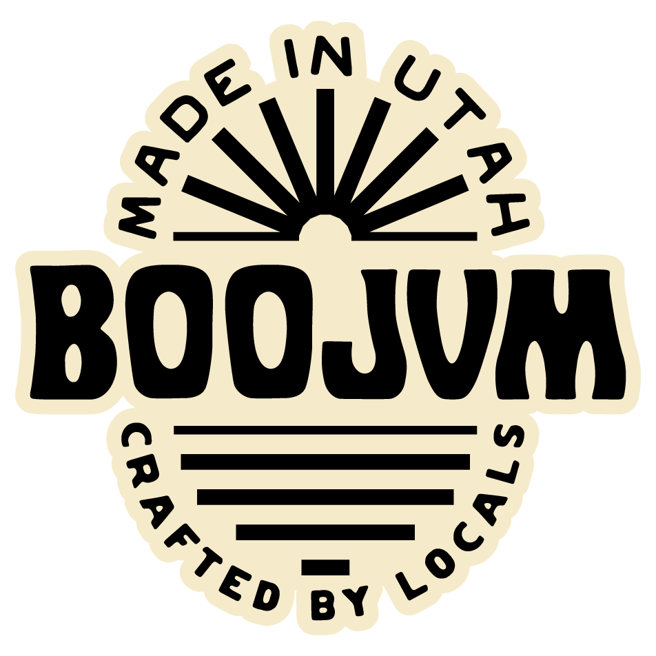 Logo: Boojum, Made in Utah, Crafted by Locals, featuring sunburst design.